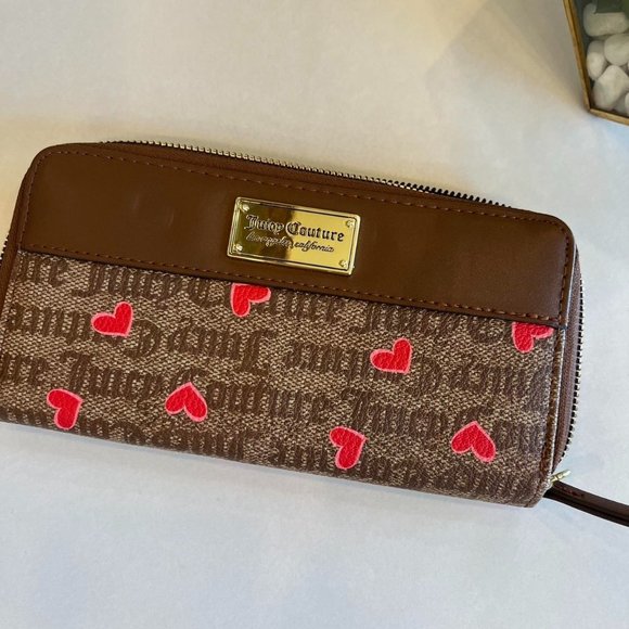Juicy Couture Y2k Brown Wallet With Hearts - Picture 3 of 6
